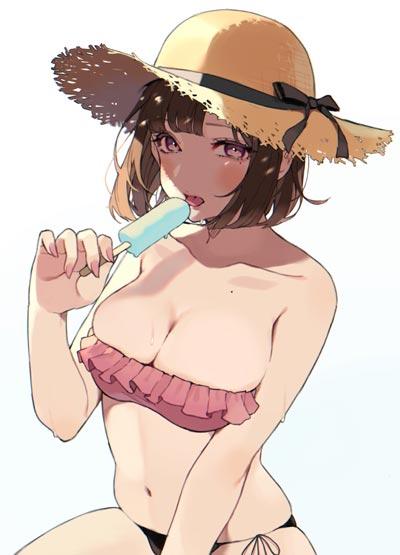 二次元动漫美女吃冰淇淋图片