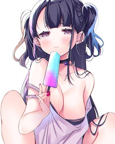 一脸满足吃冰淇淋动漫图片