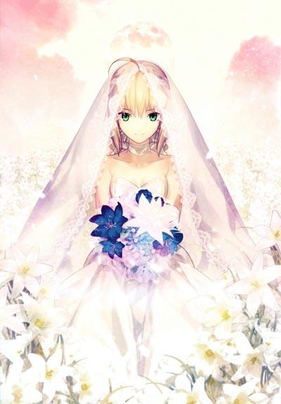 saber白色婚纱美图