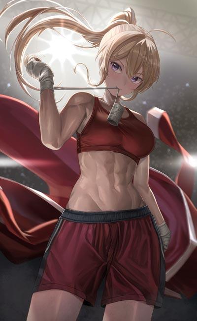 有腹肌的动漫女孩图片