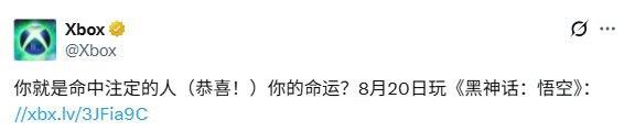 官方发文：你就是那个天命人！