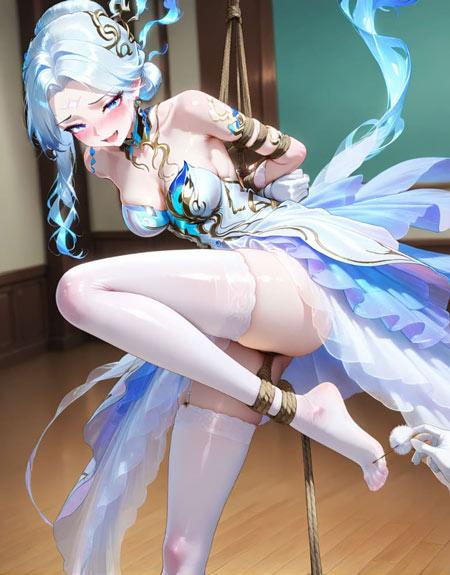 王者荣耀白丝伽罗被捆绑倒立脸红流眼泪翻白眼的图片