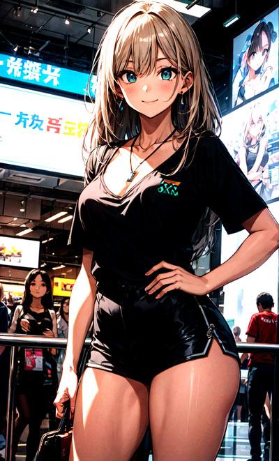 T恤+热裤动漫美女壁纸