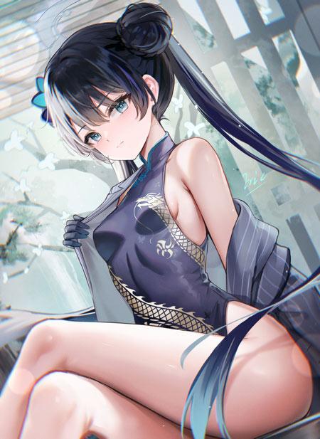 开叉旗袍动漫美女图片