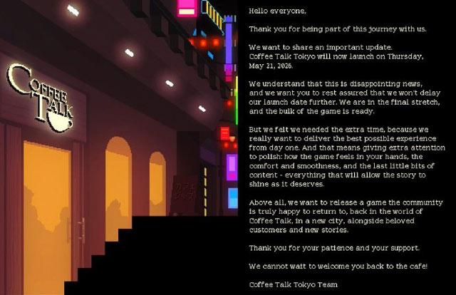 《咖啡心语》系列最新作《东京咖啡畅谈》延期至2026年5月21日发售