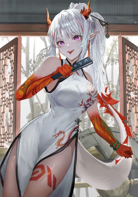 二次元美女紧身旗袍图片