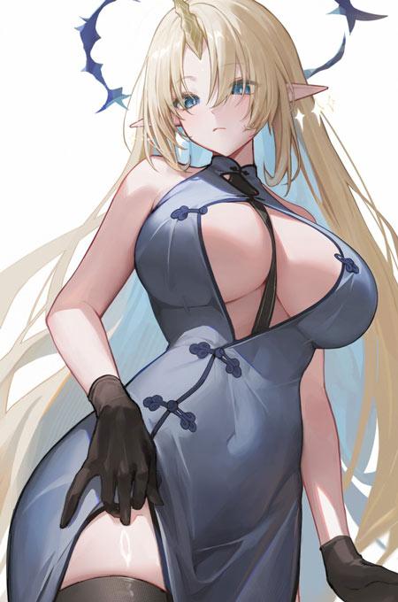 二次元美女紧身旗袍图片-凹凸有致的动漫美女穿旗袍高清图片