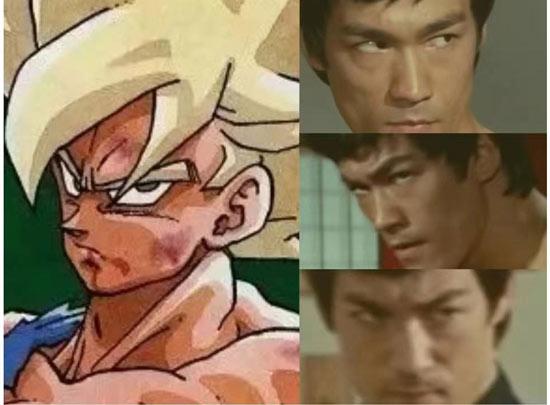 悟空首次变超赛时看弗利萨的眼神借鉴了李小龙