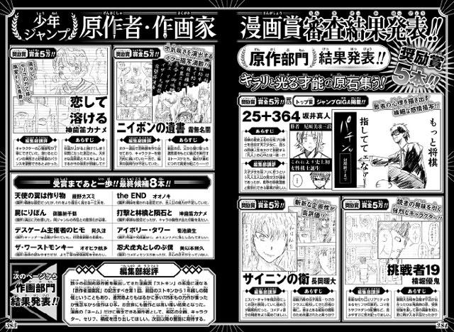 少年JUMP第1届原作者·作画家漫画赏结果发表