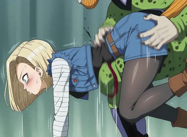 龙珠z沙鲁暴打18号的图片（人造人18号被沙鲁抓住虐打动漫图片）