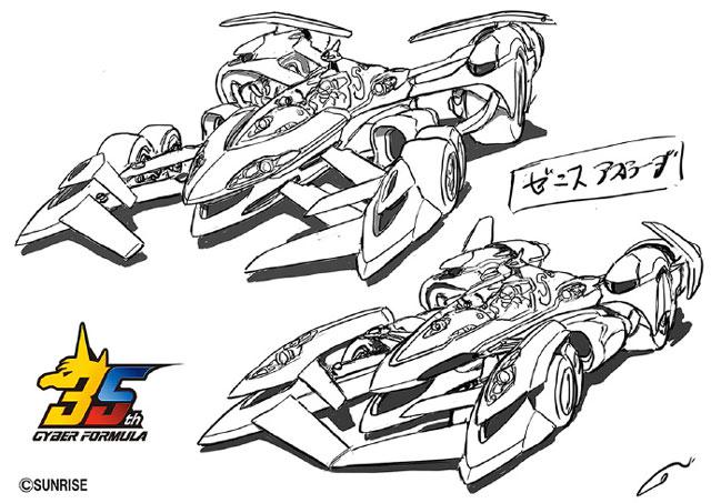 由河森正治操刀设计的新作动画登场机型——新型 Cyber Machine"Zenith Asurada AKF-S0/G"的设计图