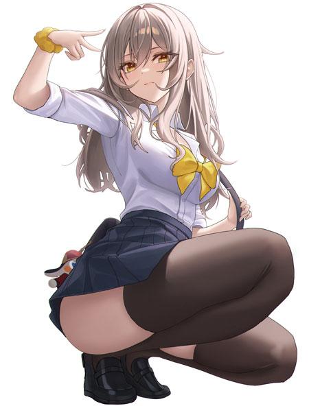 蹲下的动漫少女壁纸2