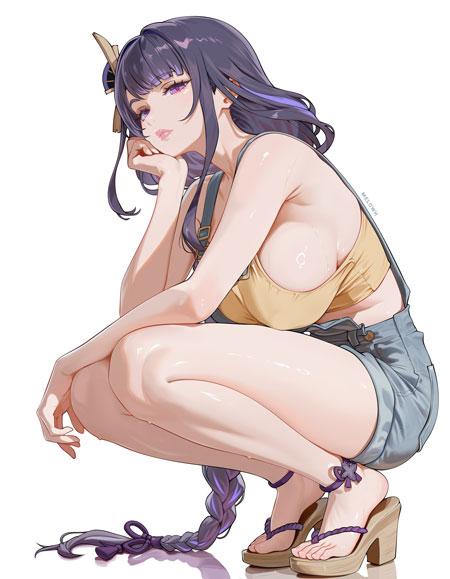 蹲下的动漫少女壁纸5