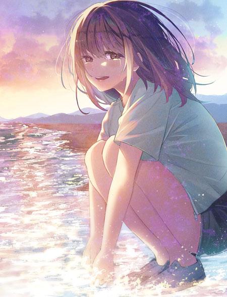 蹲下的动漫少女壁纸6