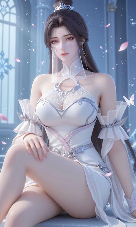 洁白无瑕，完美世界月婵仙子动漫图片